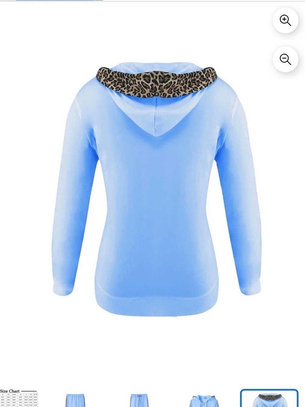Light Blue Tracksuit Set Leopard Print Hoodie & Joggers 4XL. NWOT - Picture 3 of 16